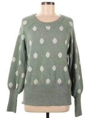 NWOT LC Lauren Conrad Green Polka Dot Bubble Sleeve Sweater Sz M